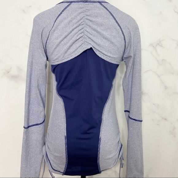 Lucy Tech Dashing Stripes Long Sleeve Shirt Blue Activewear Running Gym Size S - Picture 8 of 11